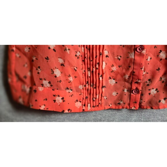 CAbi Women’s 5350 Coral Blossom Sheer Pintuck Floral Sleeveless Blouse Large - Picture 3 of 9